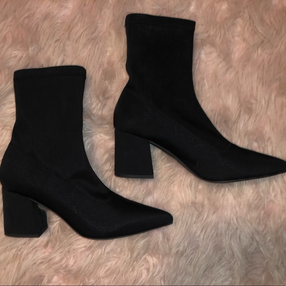 BLACK SOCK HEELED BOOTS - Picture 2 of 4